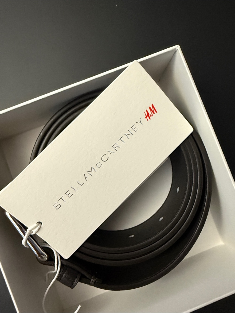 H&M Stella McCartney -Brown / Black Leather Belt with Silver Buckle - Picture 5 of 5